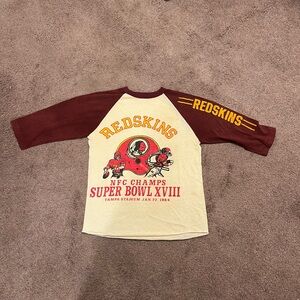Redskins Raglan Tee - Cream & Burgundy Vintage Style